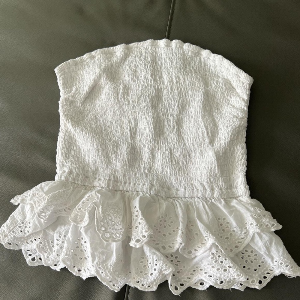 White tube top with ruffles
